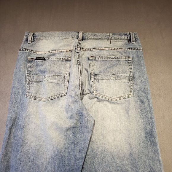 Buffalo David Bitton Mens 38x31 Ruffer Straight Stretch Blue Jeans Distressed - Picture 10 of 11